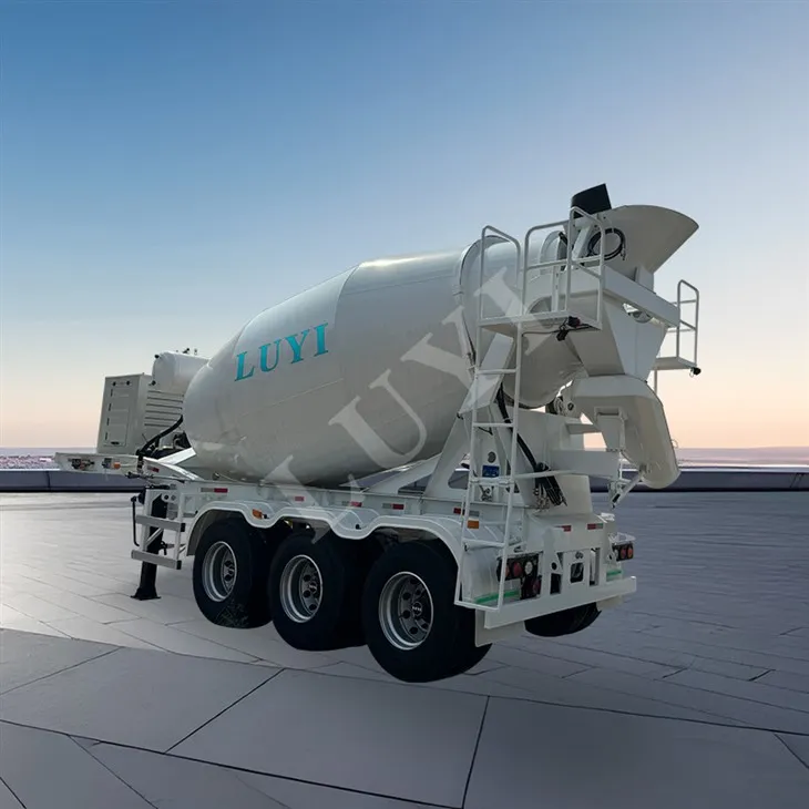 Þriggja-ása sementblöndunartæki-kerru með 12 rúmmetra rúmtaki