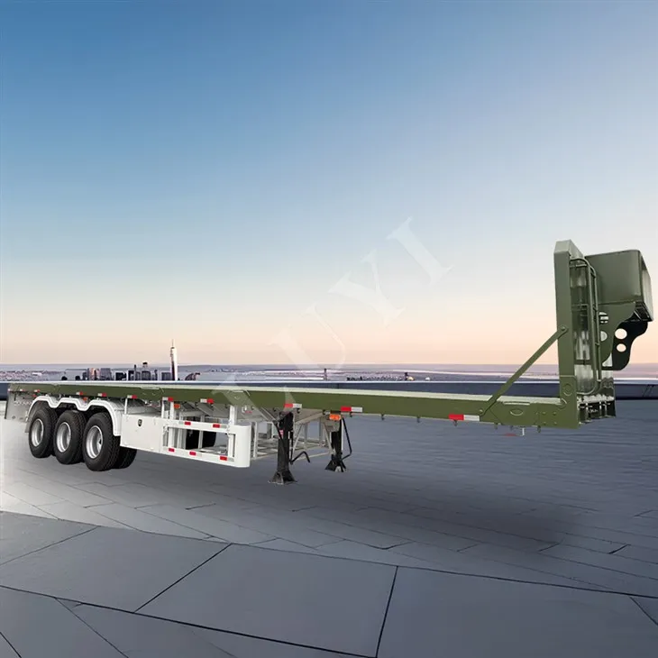 Þrír ás flatbed hálf kerru 60 tonn sem hentar fyrir venjulega 20 feta og 40 feta ílát